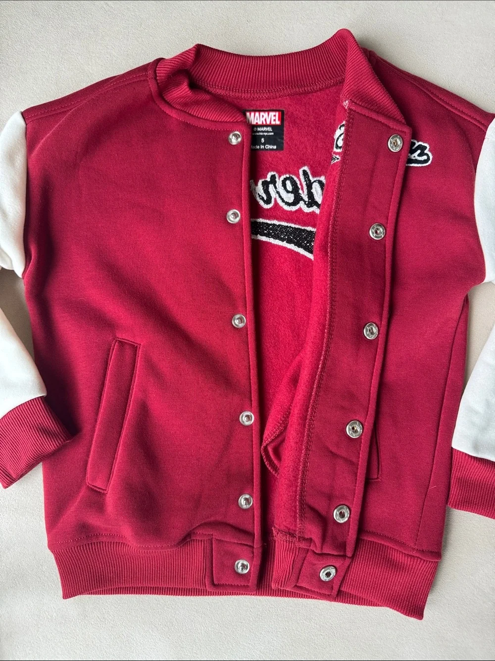 MARVEL Spiderman Red & White Kids Snap-Front Fleece Jacket, NWT, sz kids 5